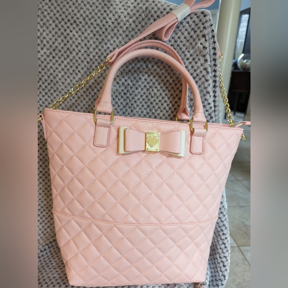 Betsy Johnson Pink Bow Tote Handbag